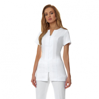 White bi-stretch schort met ritssluiting wit voorkant (White bi-stretch schort met ritssluiting wit voorkant)